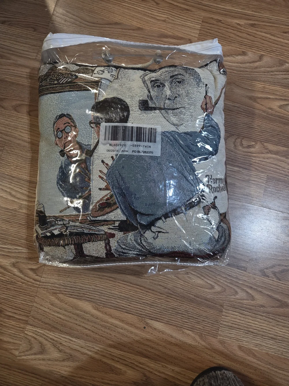 woven tapestry throw pillow Norman Rockwell's iconic 1960 Triple Self-Portrait
